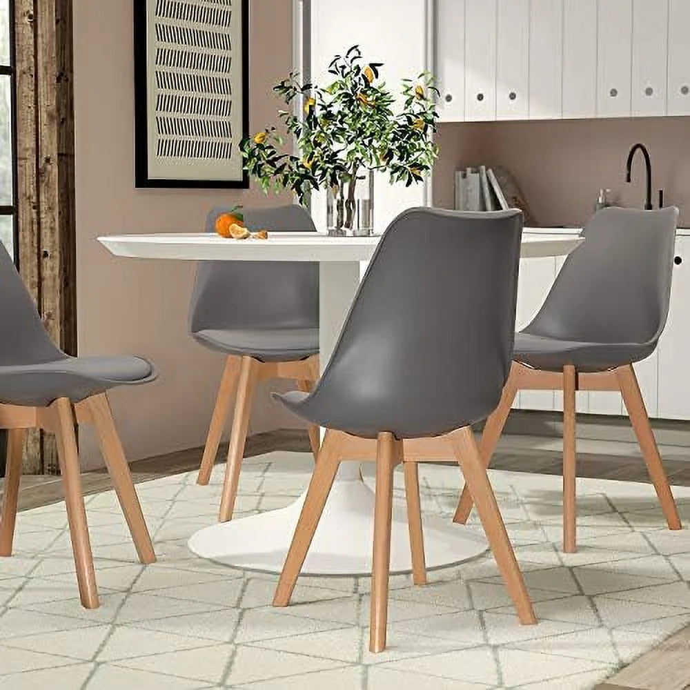 Upholstered Side Dining Chairs with Wood Leg and Soft Padded Cushion Z24832