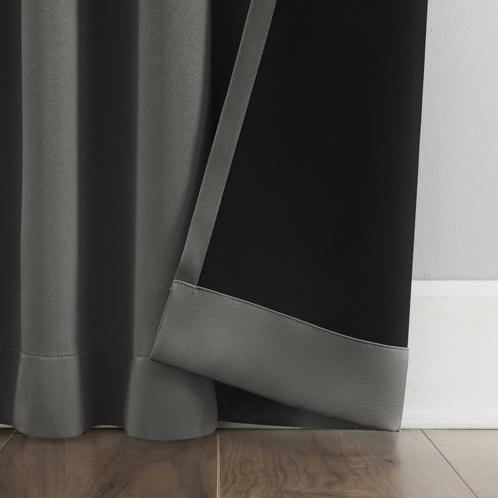 2-pack 100% Blackout Back Tab Curtain Panel Pair, 52"x84", Gray B43353