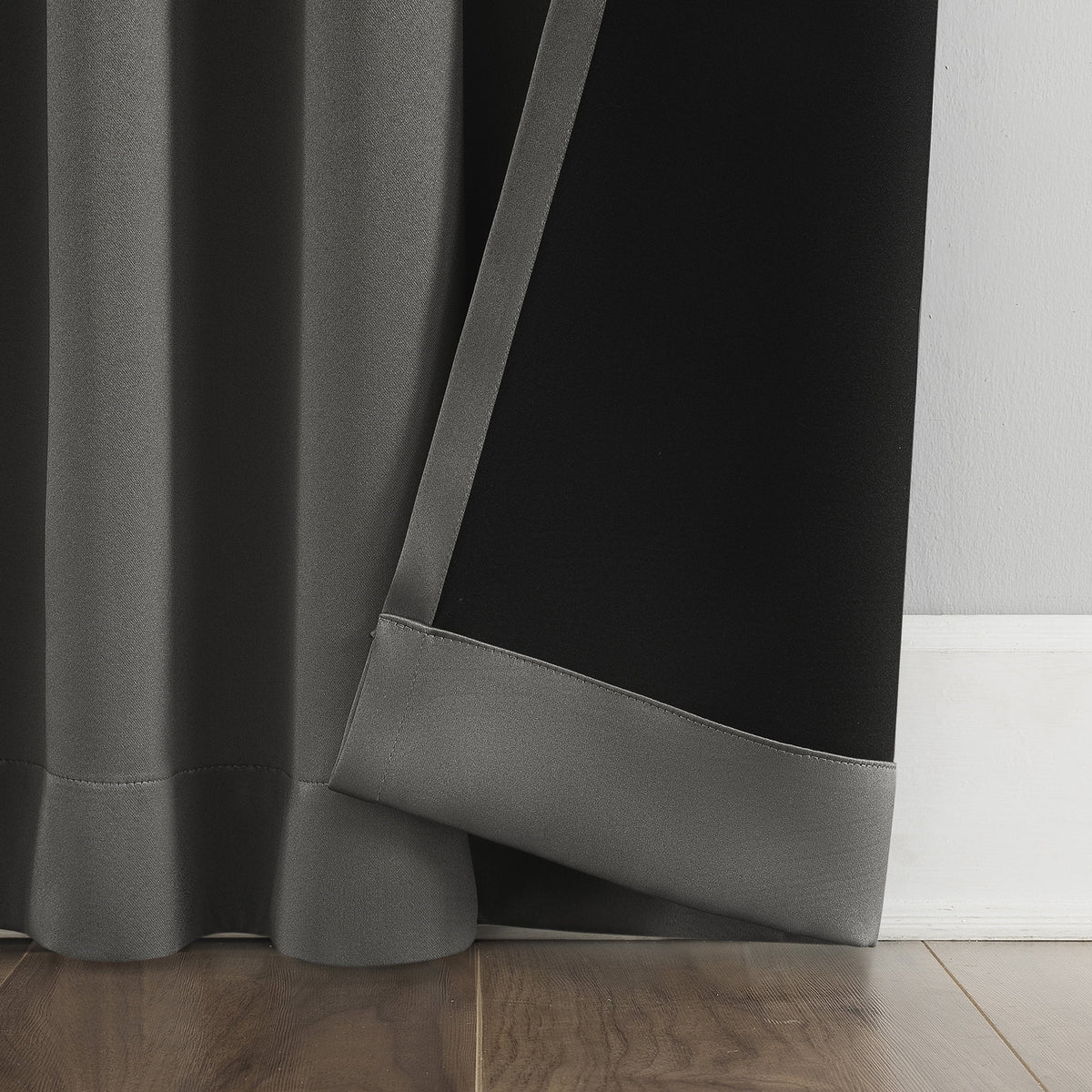 2-pack 100% Blackout Back Tab Curtain Panel Pair, 52"x84", Gray B43353