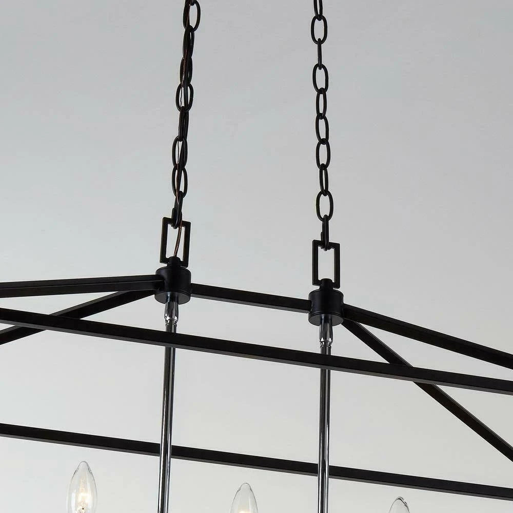 Black and Polished Chrome 5-Light Caged Island Chandelier F730