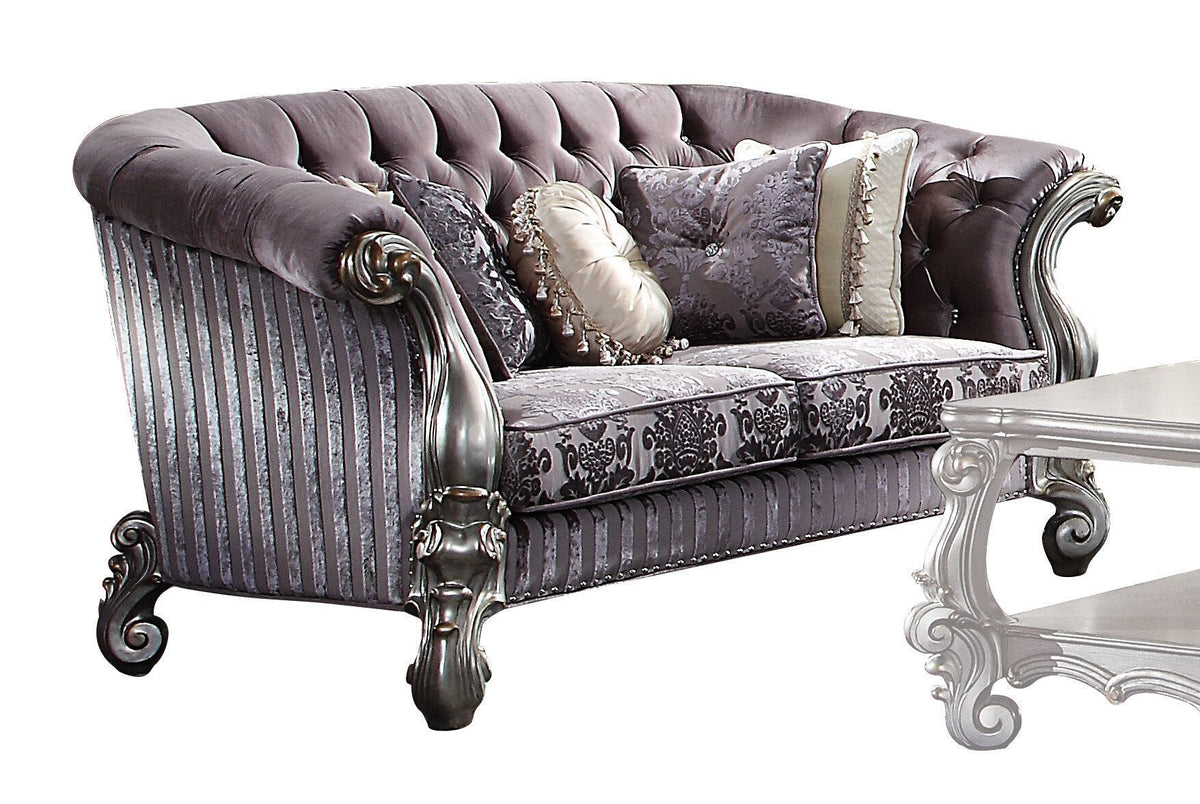 Purple Velvet Love Seat Sofa with Toss Pillows Y263