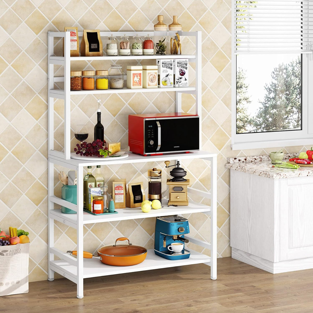 5-Tier Rustic Brown Kitchen Rack H4127