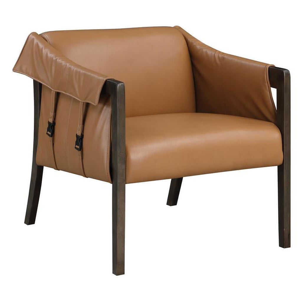 Faux Leather Accent Chair in Camel E80608