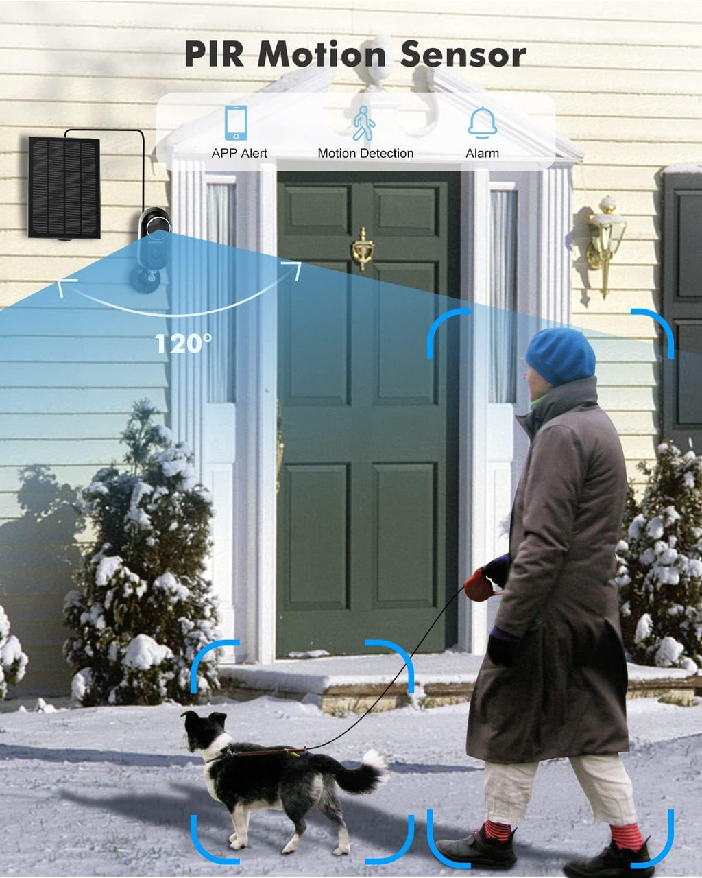 1080P HD Outdoor Security Camera with Solar Powered, Human Motion Detection, Night Vision, 2-Way Audio, IP66 Waterproof C655