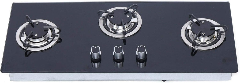 2 Burners Built-in LPG RV Cooktop Gas Hob with 8mm Black Tempered Glass Panel Y930738
