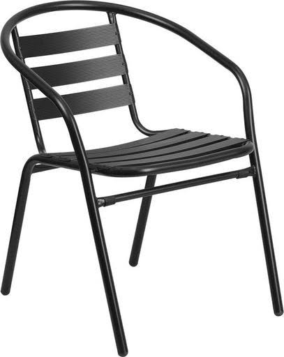 Black Metal Restaurant Stack Chair with Aluminum Slats E510
