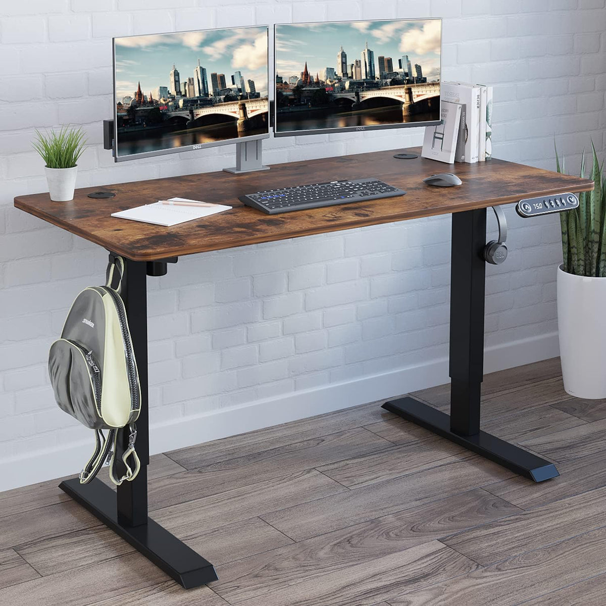 Rustic Brown Electric Standing Desk 48 x 24 Inches N4358