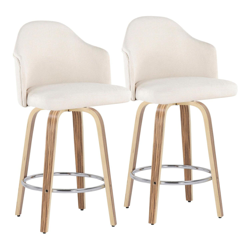 Fabric Counter Stools, Cream/Zebra, Set Of 2 R5111