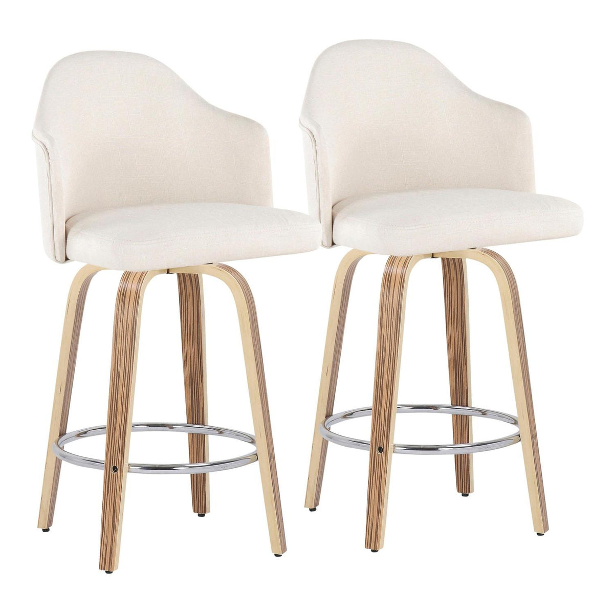 Fabric Counter Stools, Cream/Zebra, Set Of 2 R5111