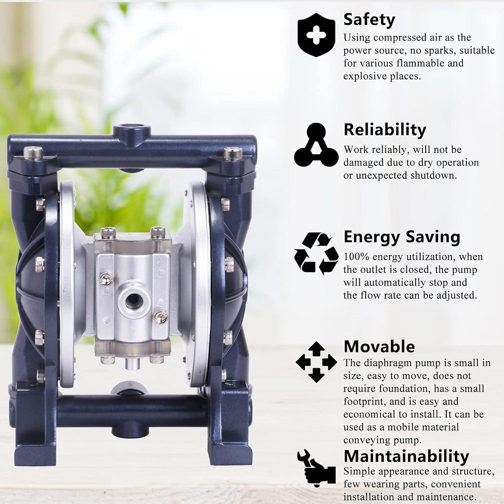 Air-Operated Double Diaphragm Pump 3/8" Inlet & Outlet 1/4" Air Inlet (18L/min) U603