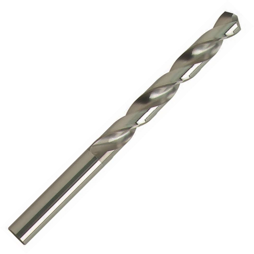 9.9mm 118° Solid Carbide Jobber Drill, Bright Finish, Right Hand Cut, Spiral Flute, 133mm OAL, Faceted Point R561838