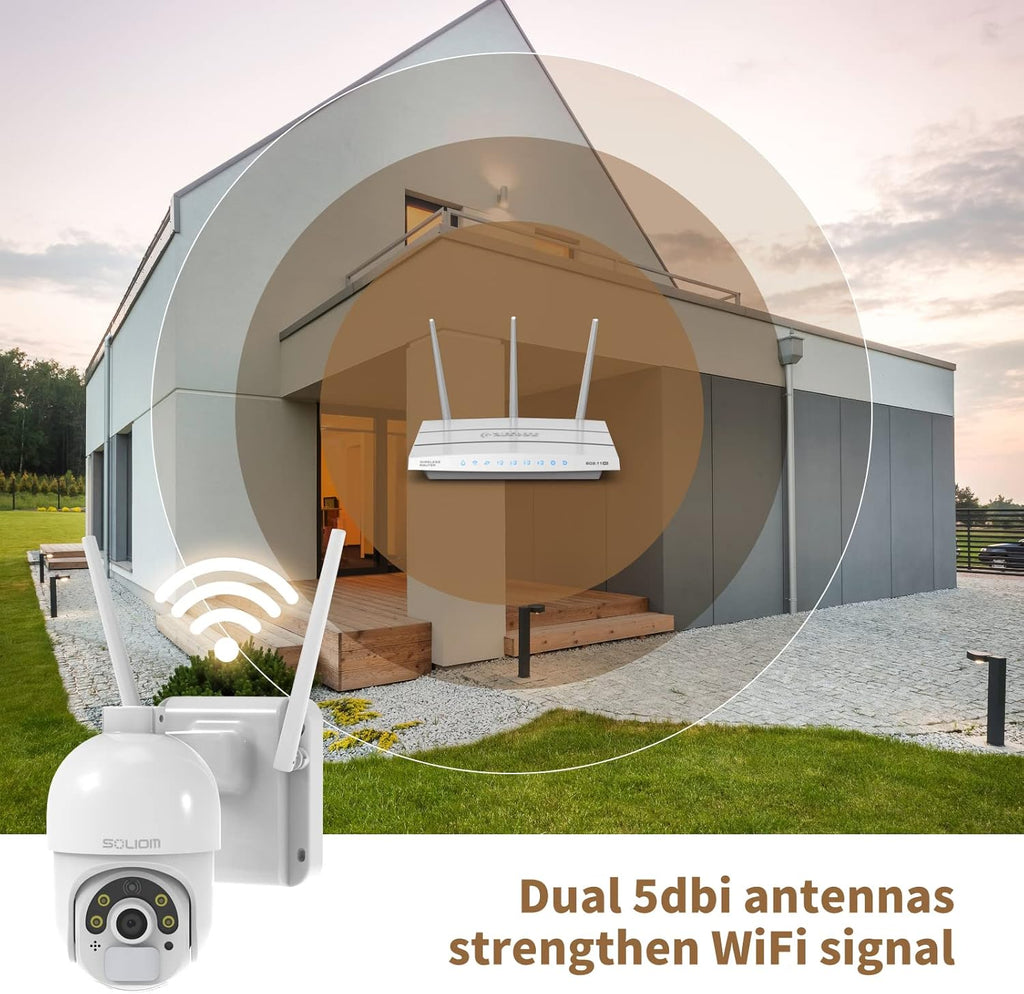 Solar Security Camera Outdoor Wireless Battery Powered with Spotlight Color Night Vision and PIR Motion Detection L1222