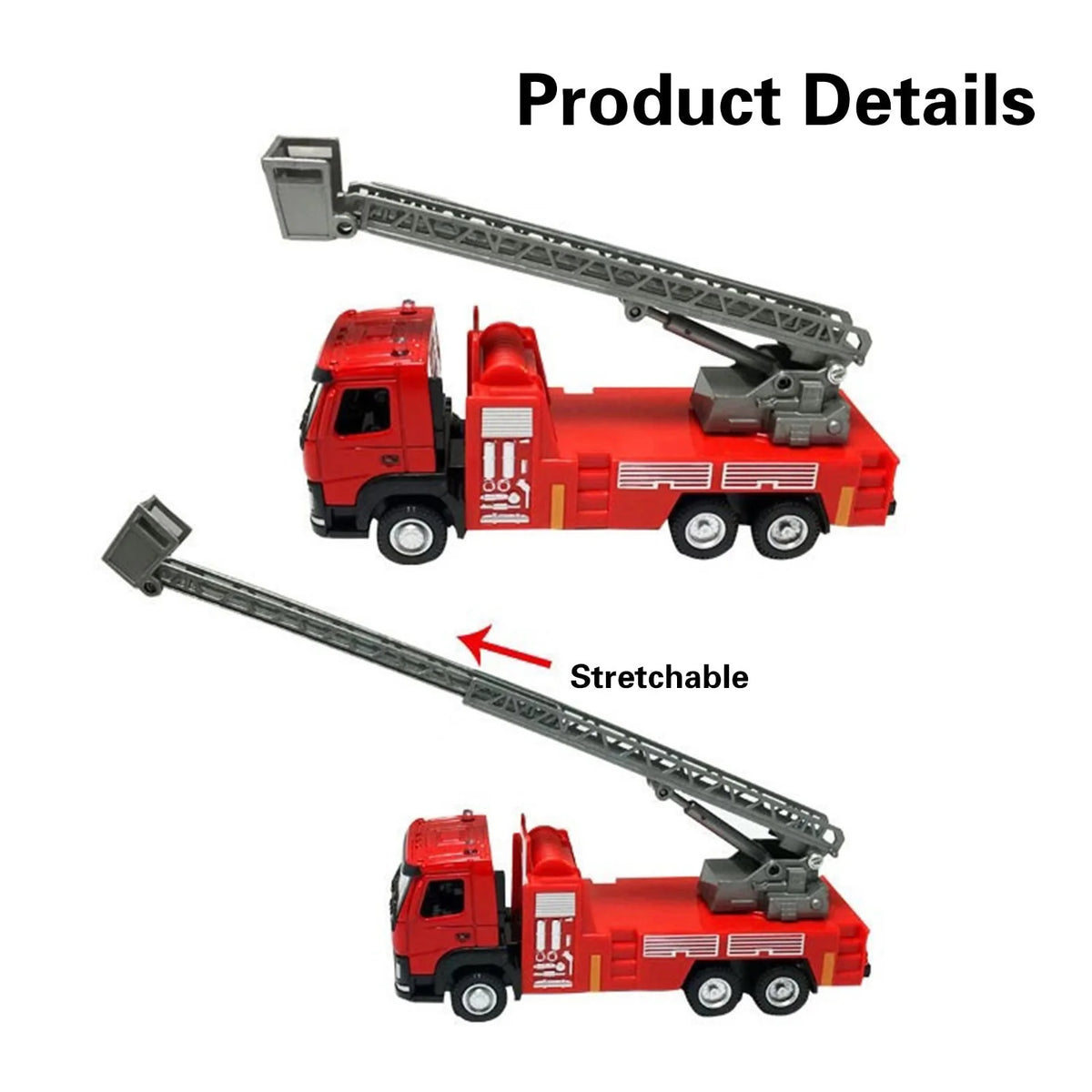 2Pc Metal Alloy Fire Ladder Truck Model 1:50 O2360