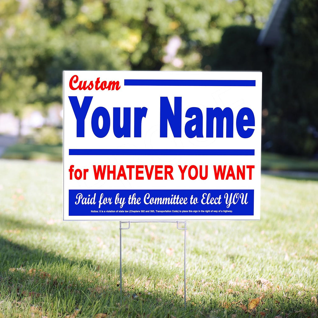 100 Pack 18 x 24" Double Sided Yard Signs with Metal Wire H-Stakes D7957