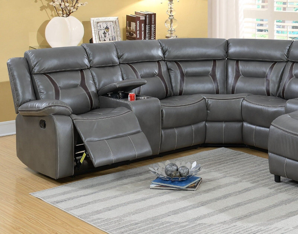 Gray Gel Leatherette 5pc Sectional Sofa Set F76939
