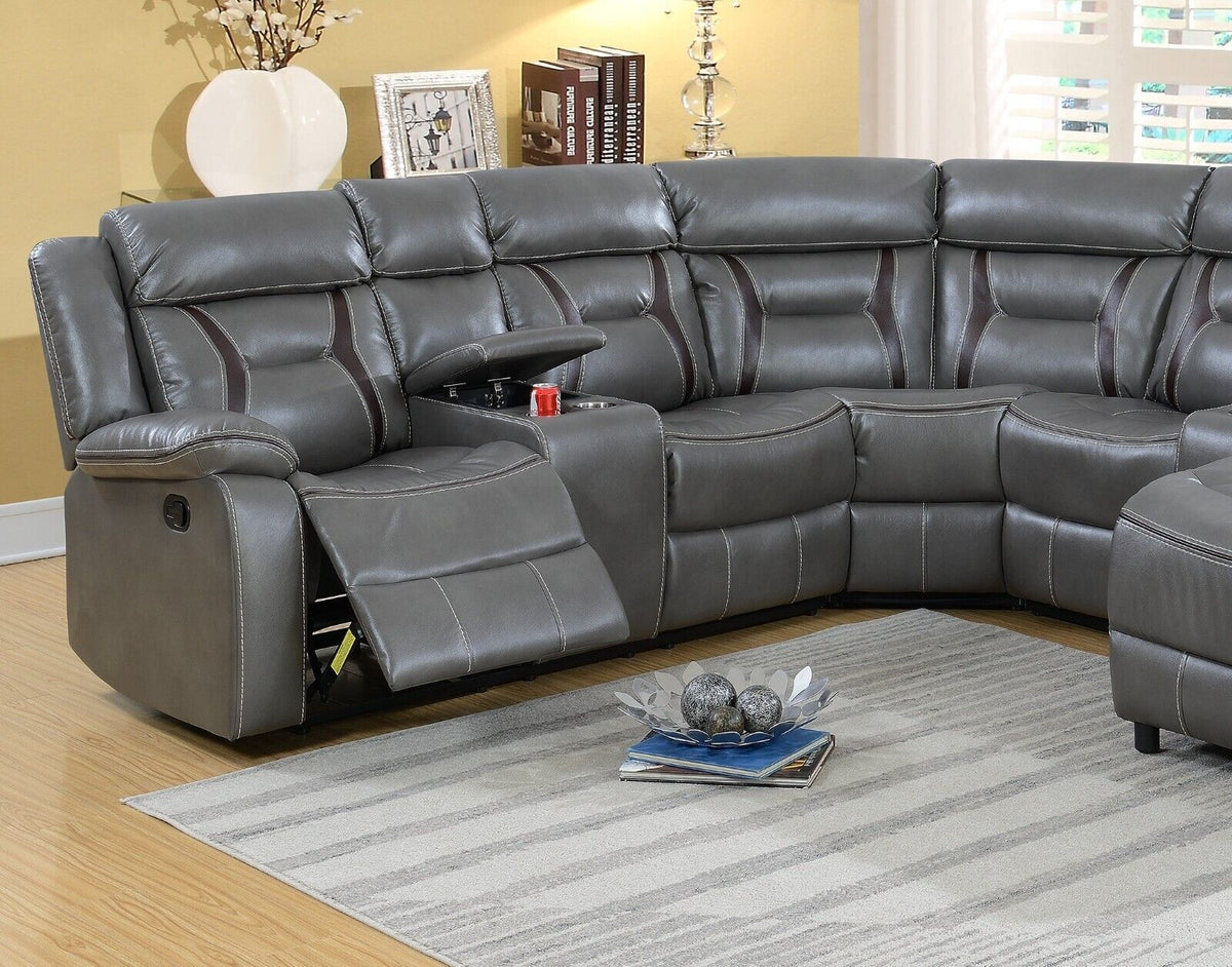 Gray Gel Leatherette 5pc Sectional Sofa Set F76939