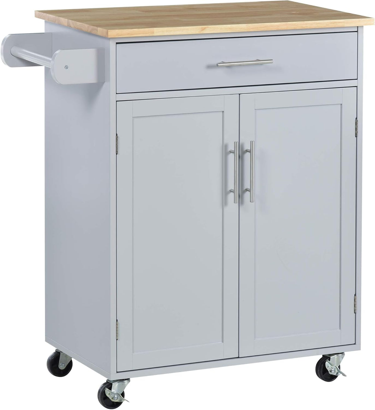 White Kitchen Island Cart with Drawer and Storage Cabinet J900009