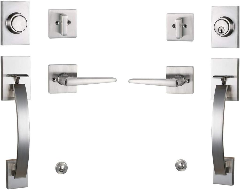 Satin Nickel Keyed and Dummy Handleset P5608