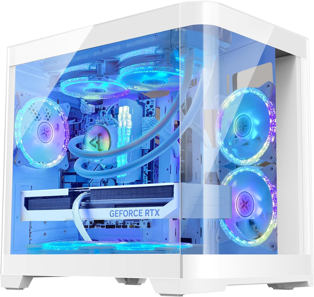 White Gaming PC Desktop - AMD Ryzen 7 5700X 8-Core 3.4GHz - GeForce RTX 4060 - 1TB M.2 + 1TB SATA SSD - 32GB DDR4 3200MHz - 240mm AIO CPU Liquid Cooler - Windows 11 Pro C7783