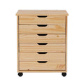 6-Drawer Wide Rolling Cart in Natural B2017