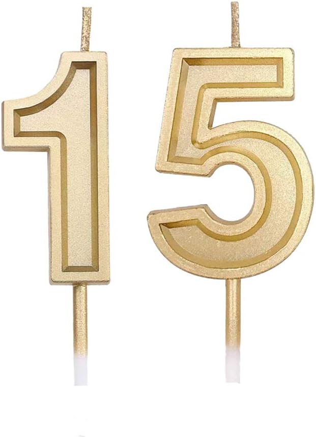 Gold Number 15 Birthday Candles N87419