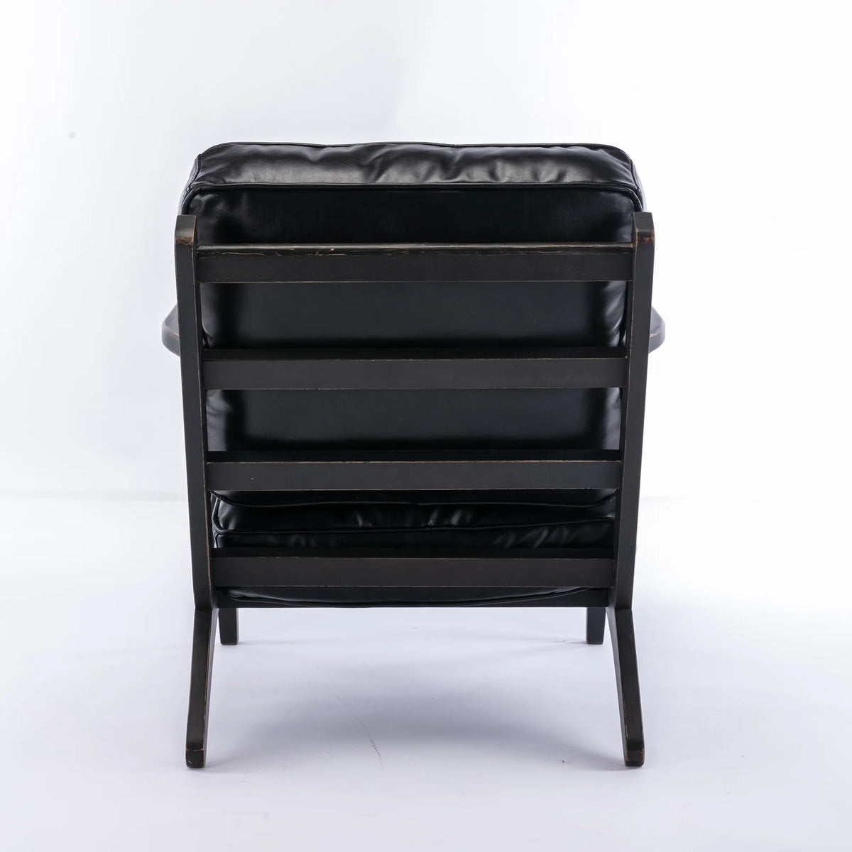 Solid Wood Black PU Leather Accent Arm Chair Q551594