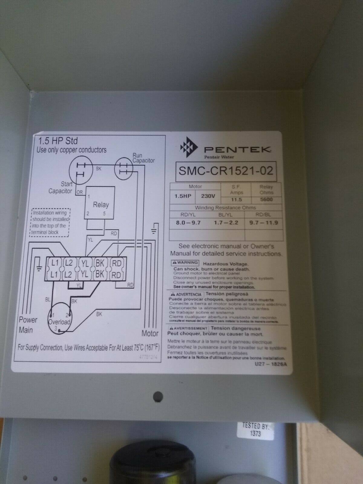 11/2 -1.5 HP Submersible Well Motor Control Box I649