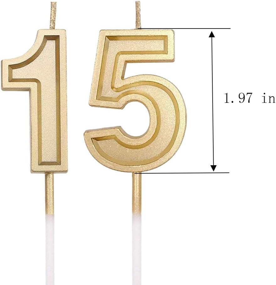 Gold Number 15 Birthday Candles N87419