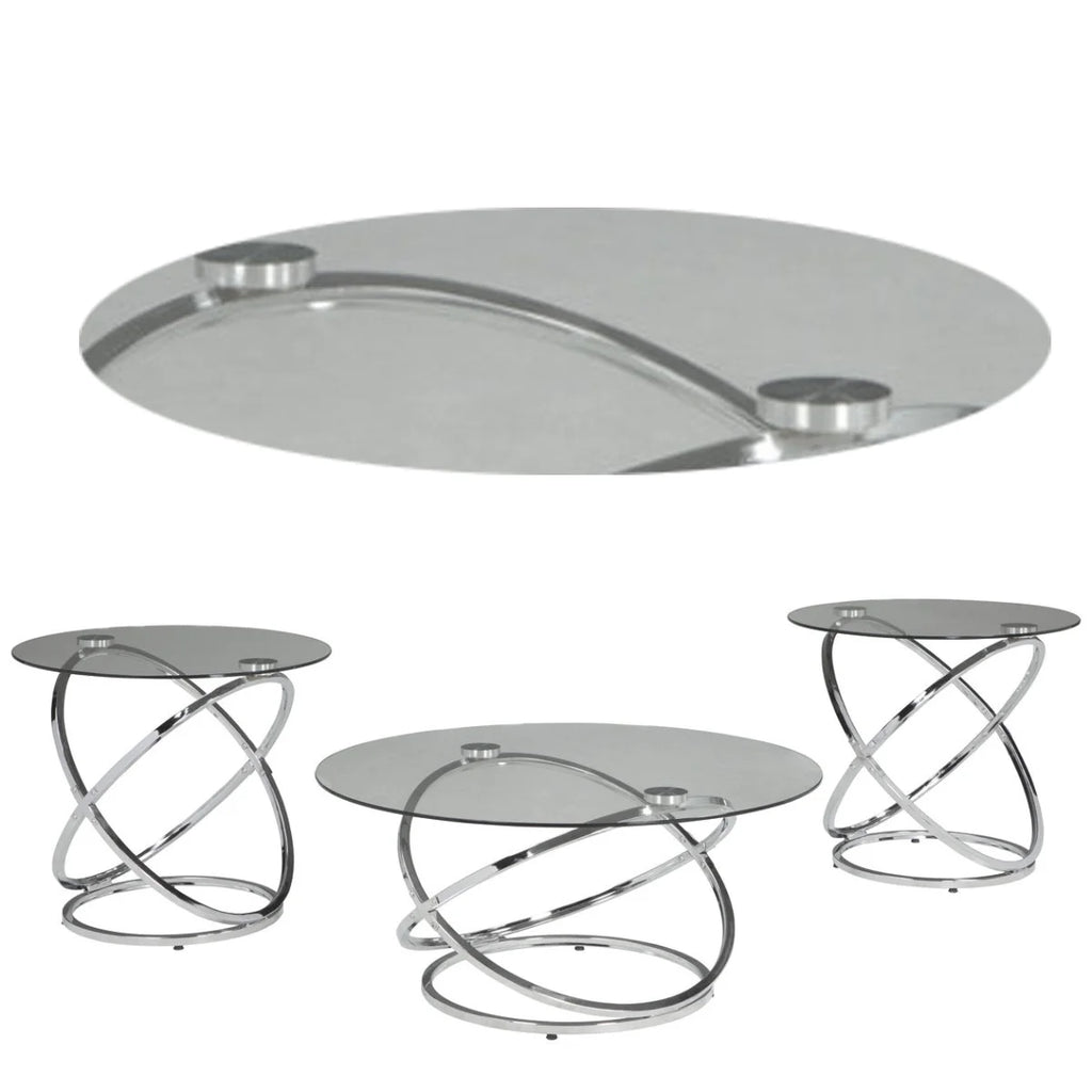Chrome Finish Table (Set of 3) C63981