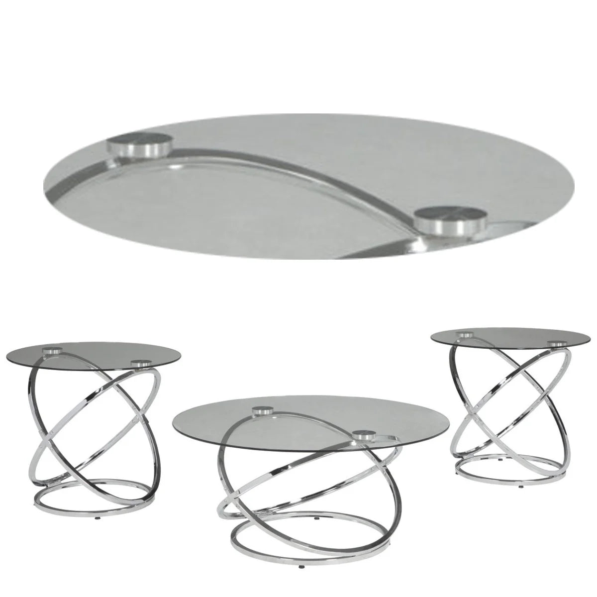 Chrome Finish Table (Set of 3) C63981