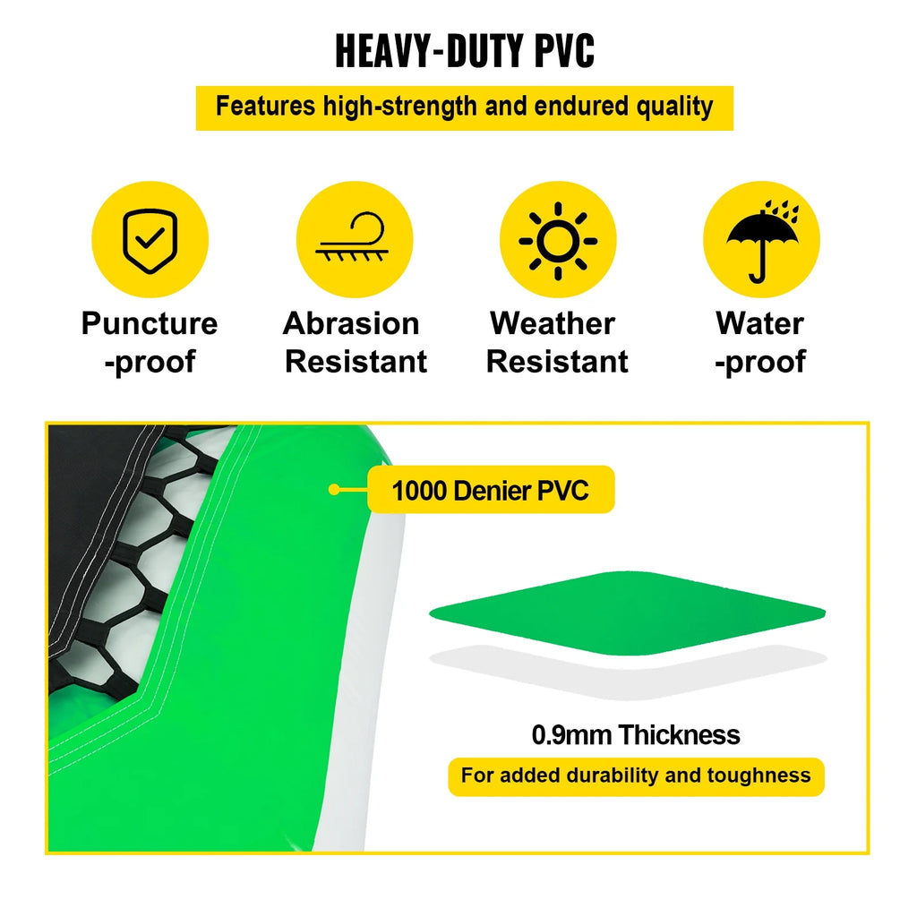 13ft Inflatable Water Bouncer, Green Water Trampoline Swim Platform C708297