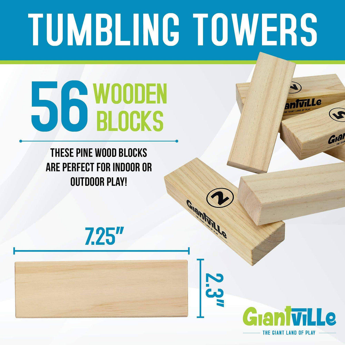 Jumbo Wooden Blocks Floor Game, 56 Pieces, Premium Pine Wood, Carry Bag R266476