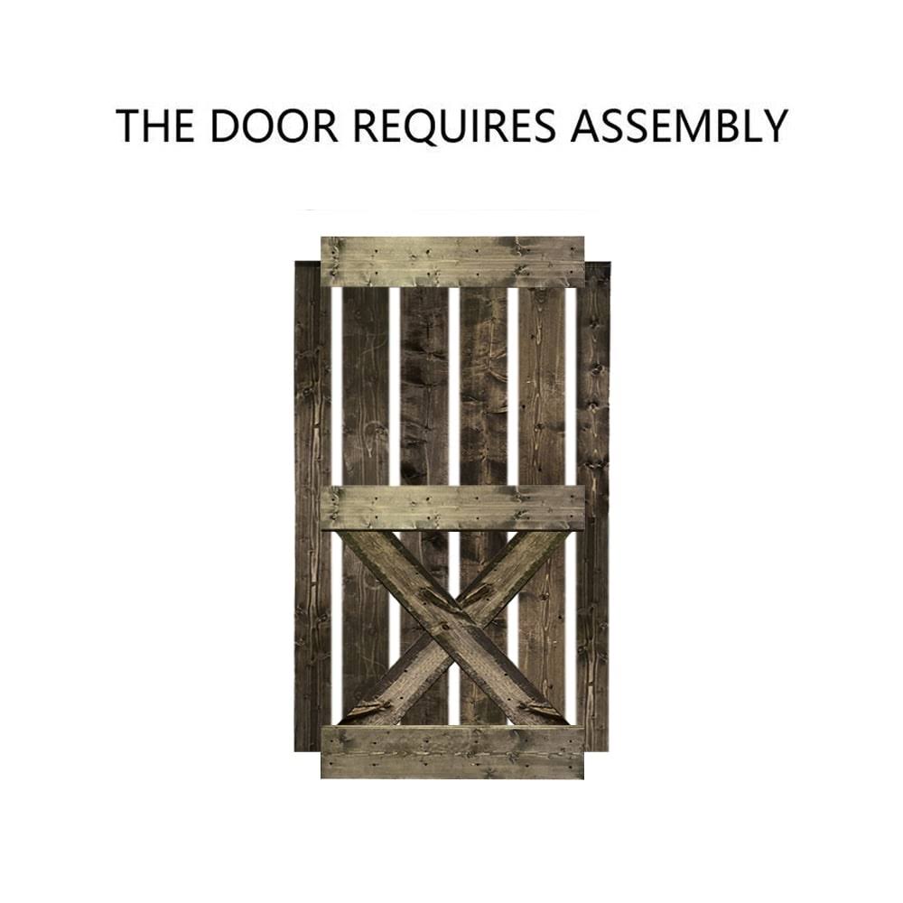 Distressed Colonial Maple Stained Solid Knotty Pine Wood Interior Sliding Barn Door Slab Q217