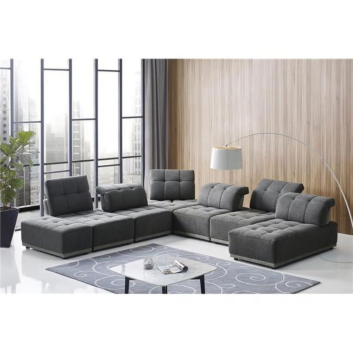 Grey Fabric Sectional Sofa F3200