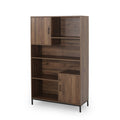 Walnut and Black Faux Wood Cube Bookcase K3032