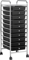 Black 10 Drawer Rolling Plastic Storage Cart, Pack of 2 S478838
