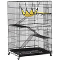 Collapsible 4-Tier Metal Pet Cage Playpen Crate Enclosure Kennel on Wheels Y79073