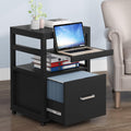 Black Rolling File Cabinet with Drawer and Storage Shelves Q4107