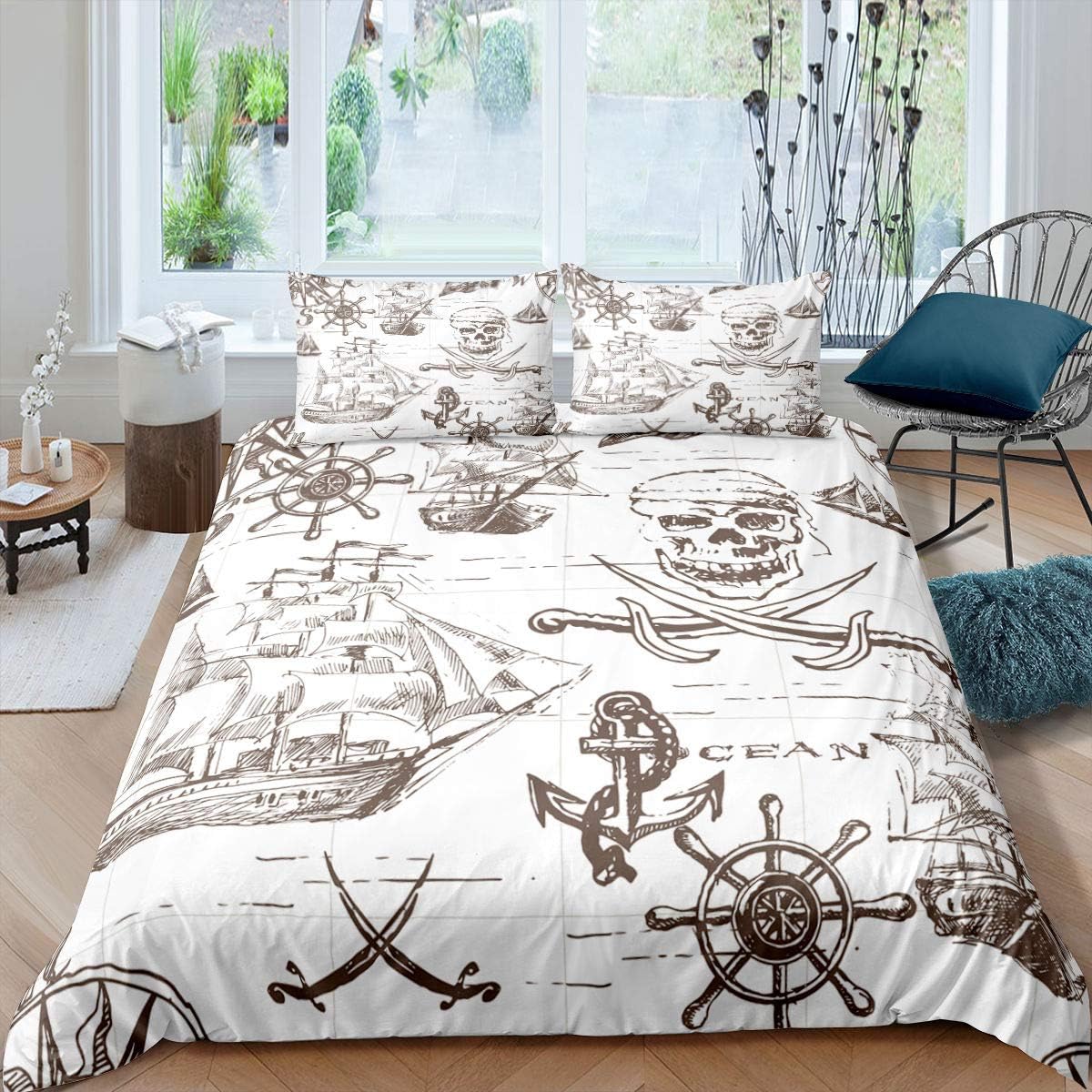 Black White Full Size Kids Football Comforter Cover Bedding Set W335259