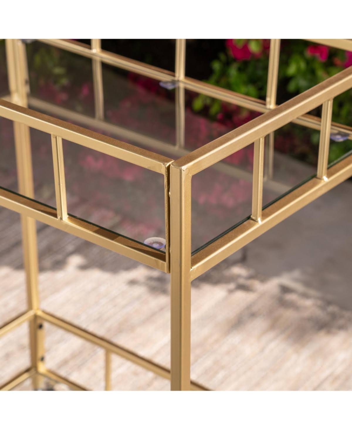 Gold Iron and Glass Patio Serving Cart F7988
