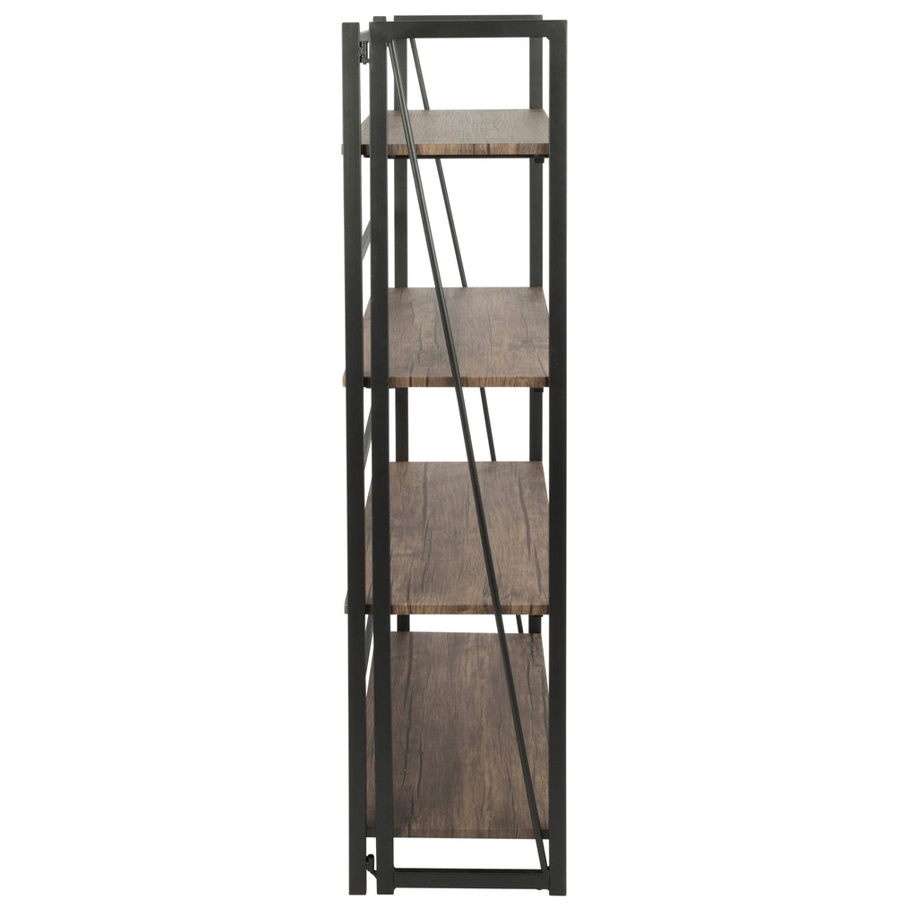 Black Metal and Wood Industrial Bookcase F781326
