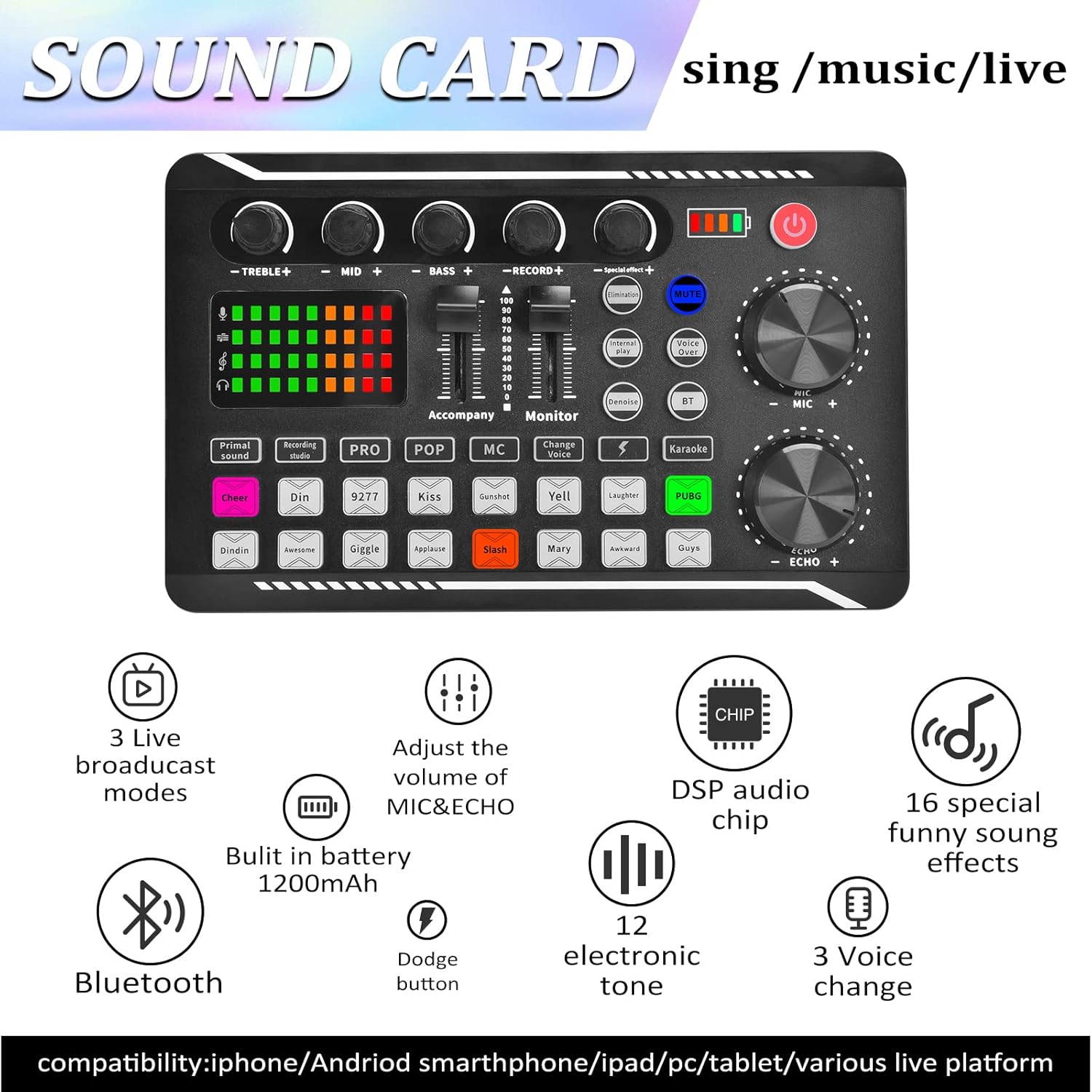 Podcast Equipment Bundle, Audio Interface with DJ Mixer and Sound Card, Cardioid Microphone, Portable Mixer Audio, Pack of 2 L58734
