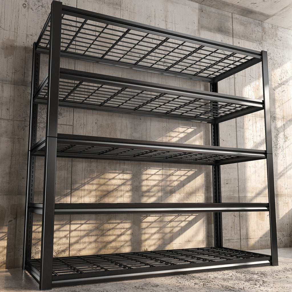 Heavy Duty 5 Tier Metal Wire Garage Storage Shelving Rack, Black H880521