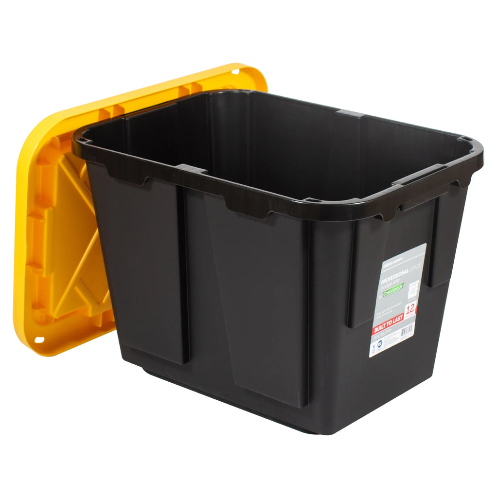 12-Gallon Black/Yellow Pack Of 4 Storage Totes P601651