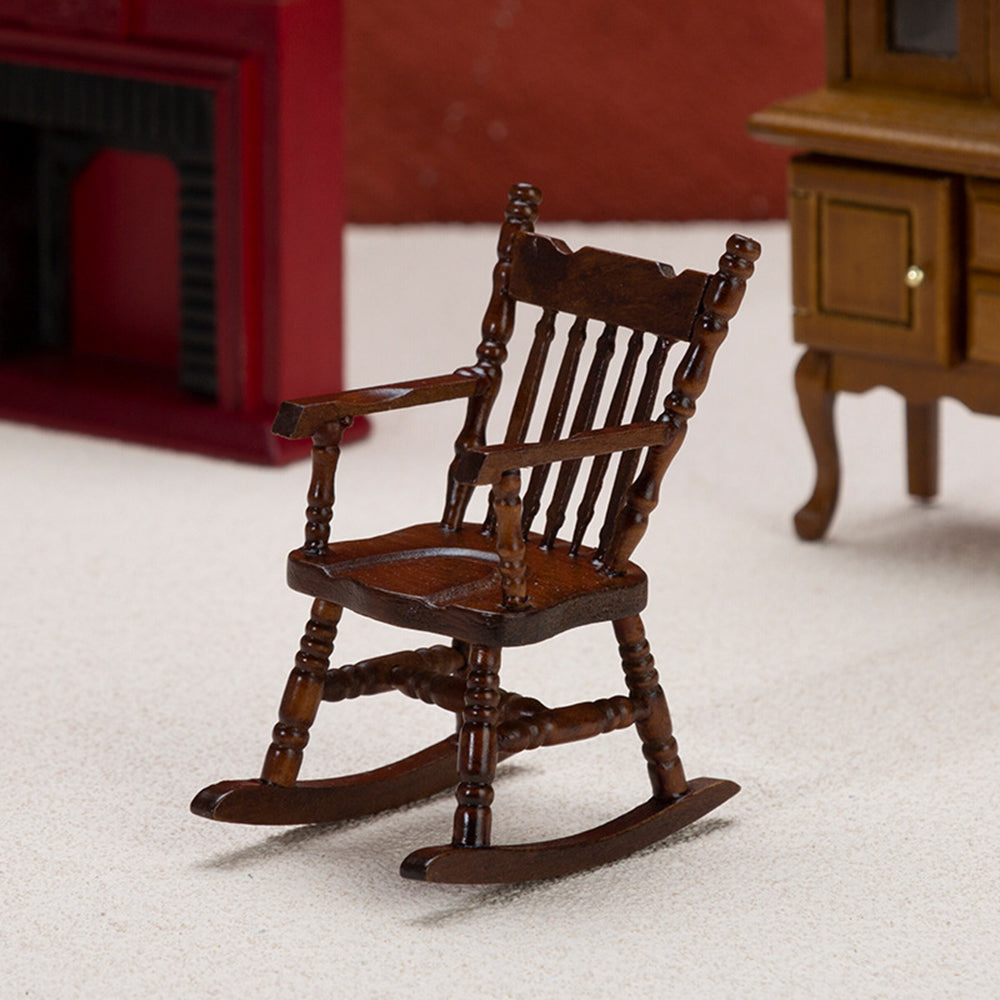 Walnut Dollhouse Rocking Chairs, 2 Pieces V959