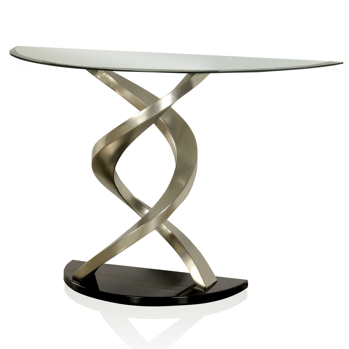 Silver Glass Top Half-moon Sofa Table K280