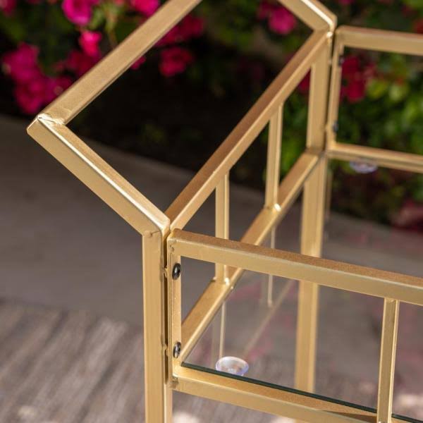 Gold Iron and Glass Patio Serving Cart F7988