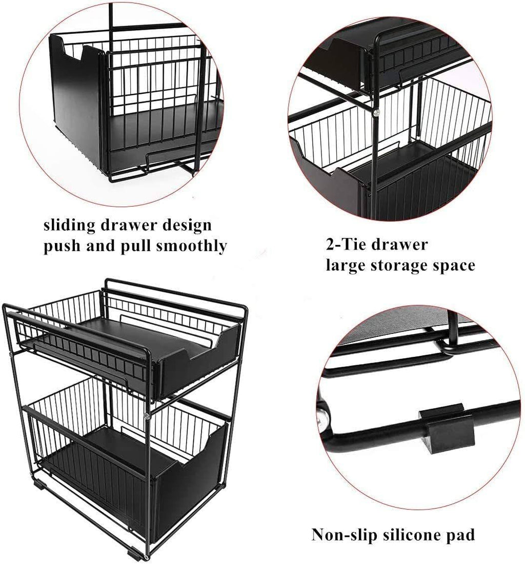 Stackable Under Sink Cabinet Organizer with Sliding Drawer I2020