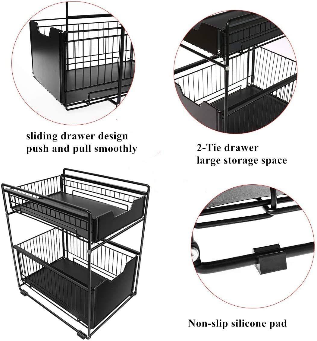 Stackable Under Sink Cabinet Organizer with Sliding Drawer I2020