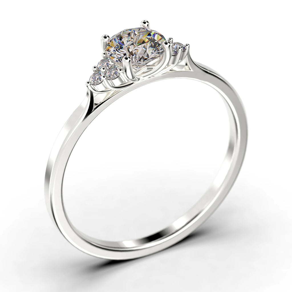 1.25 Carat Round Cut Moissanite Engagement Ring in 925 Sterling Silver With 18k White Gold Plating Q1179